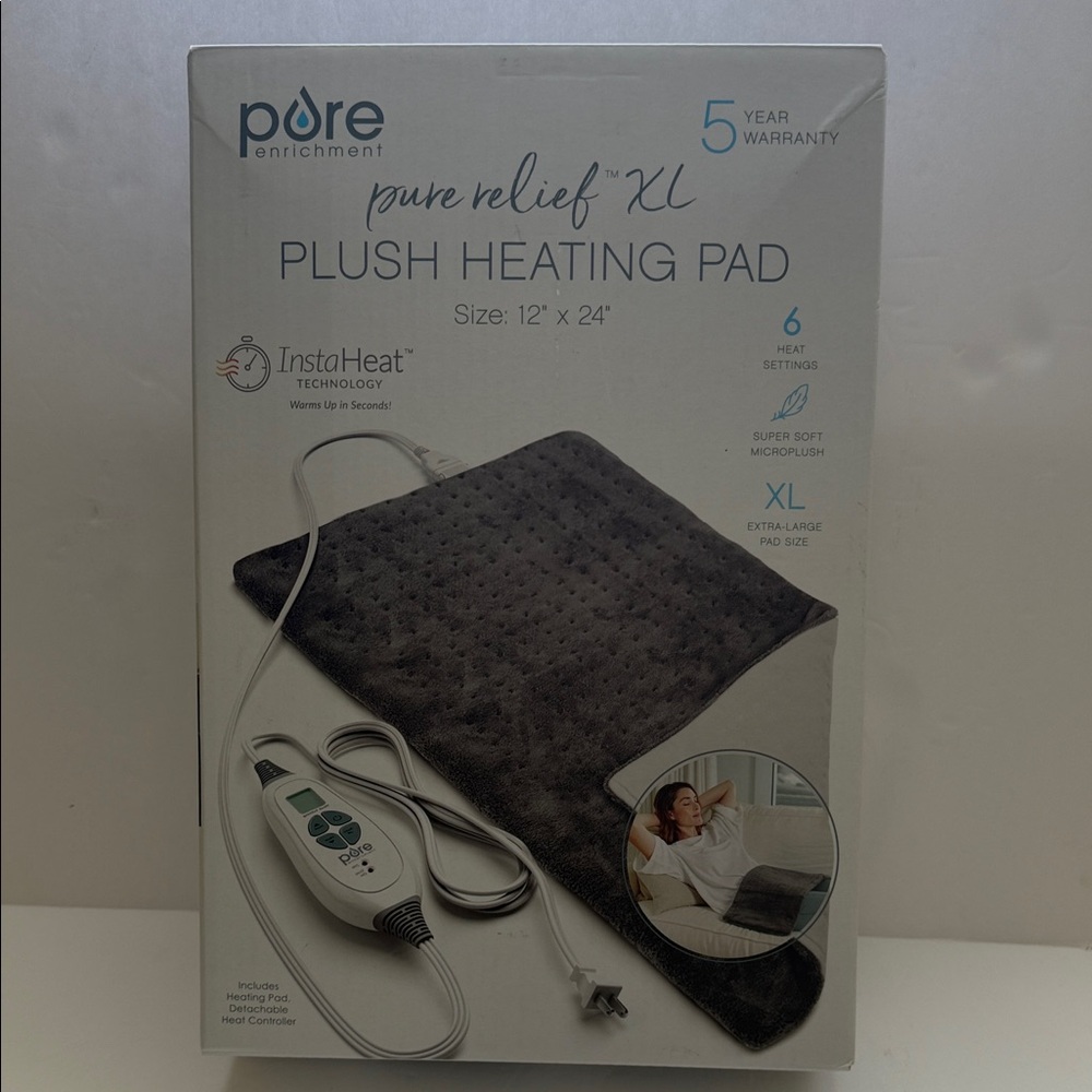 Pure Enrichment Gray Plush Heating Pad